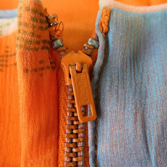 Vintage 50s R K Originals Orange Blue Mod Lined Shift Retro Back Zip USA Union M - Picture 7 of 12